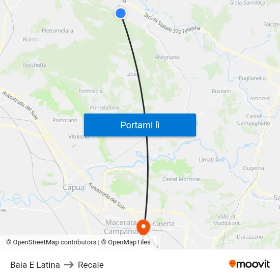 Baia E Latina to Recale map
