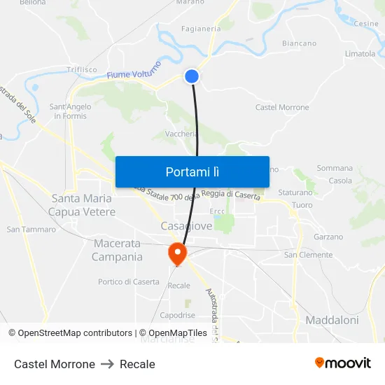 Castel Morrone to Recale map