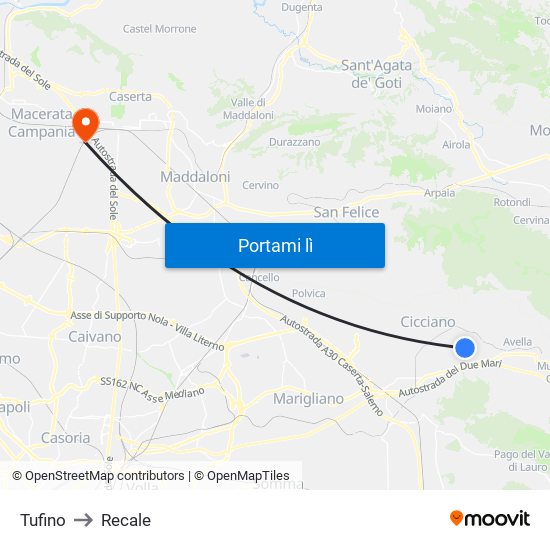 Tufino to Recale map