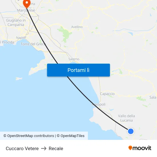 Cuccaro Vetere to Recale map