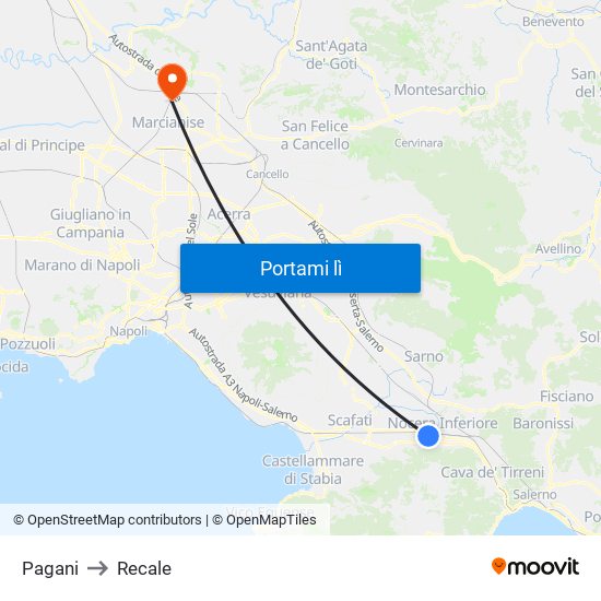 Pagani to Recale map
