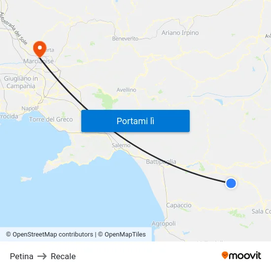 Petina to Recale map