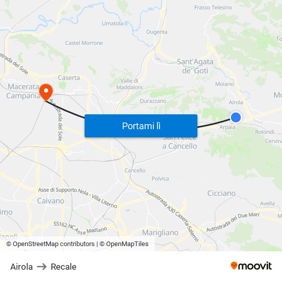 Airola to Recale map