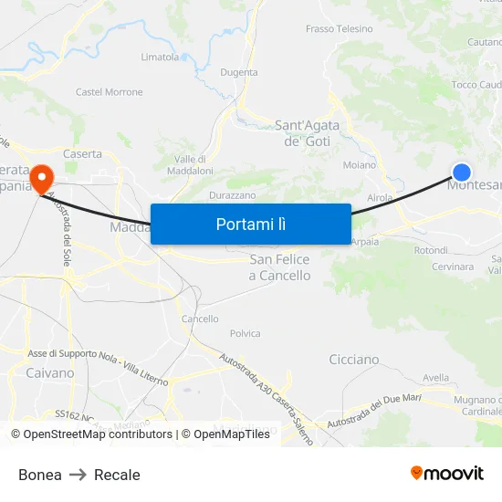 Bonea to Recale map