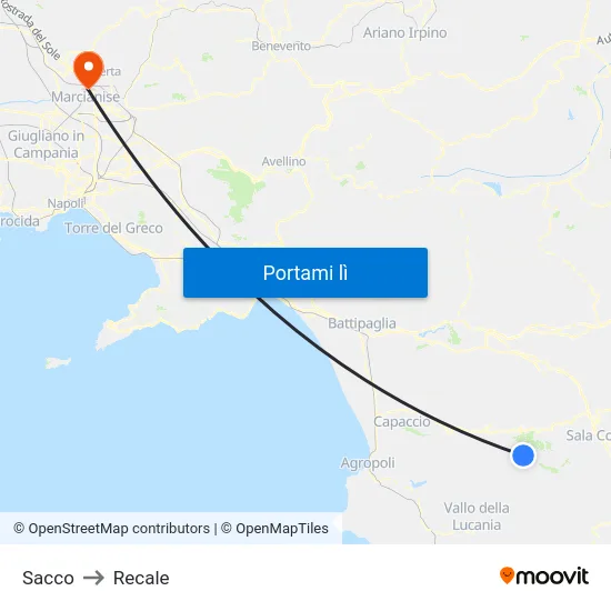Sacco to Recale map