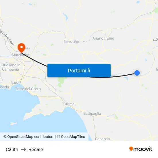 Calitri to Recale map