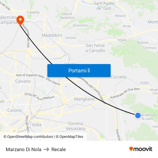 Marzano Di Nola to Recale map