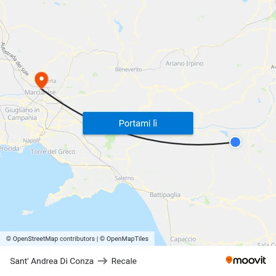 Sant' Andrea Di Conza to Recale map