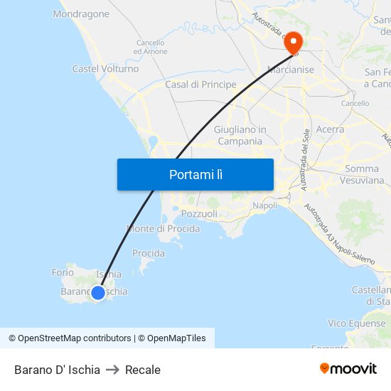 Barano D' Ischia to Recale map