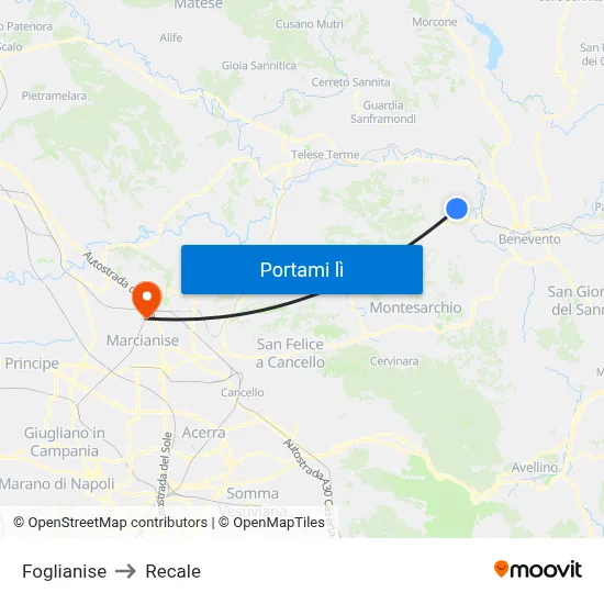 Foglianise to Recale map