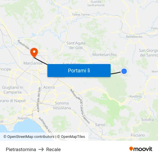 Pietrastornina to Recale map