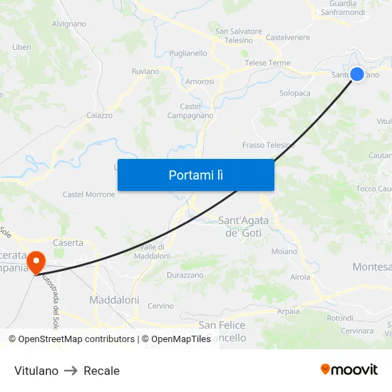 Vitulano to Recale map