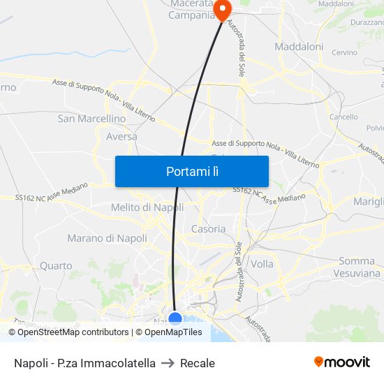 Napoli - P.za Immacolatella to Recale map