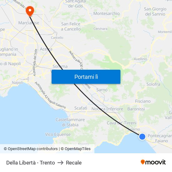 Della Libertà - Trento to Recale map
