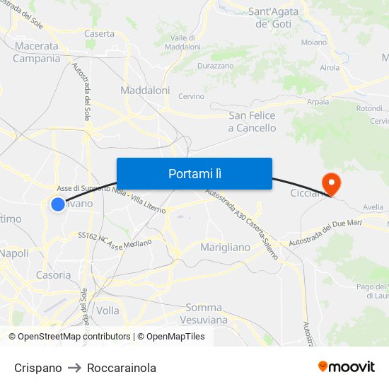 Crispano to Roccarainola map
