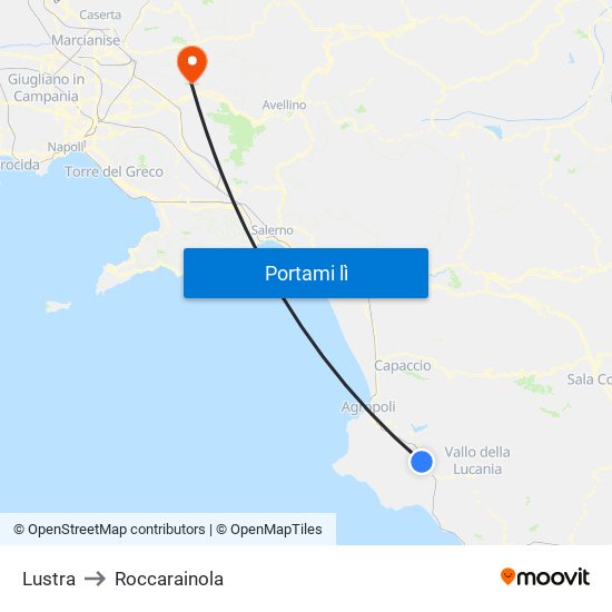 Lustra to Roccarainola map