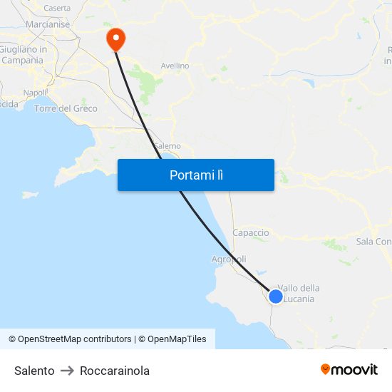 Salento to Roccarainola map