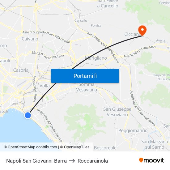 Napoli San Giovanni-Barra to Roccarainola map