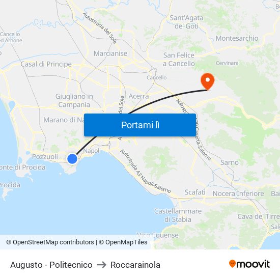 Augusto - Politecnico to Roccarainola map