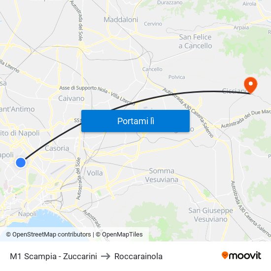 M1 Scampia - Zuccarini to Roccarainola map