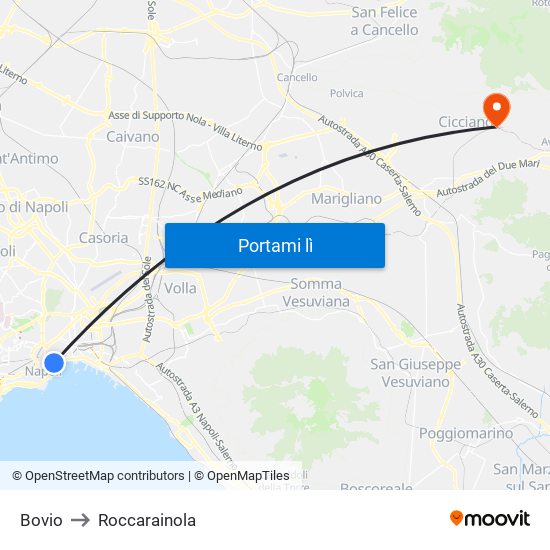 Bovio to Roccarainola map