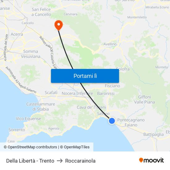 Della Libertà - Trento to Roccarainola map