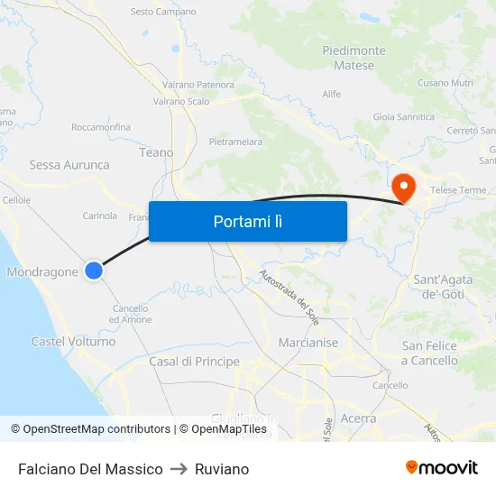 Falciano Del Massico to Ruviano map