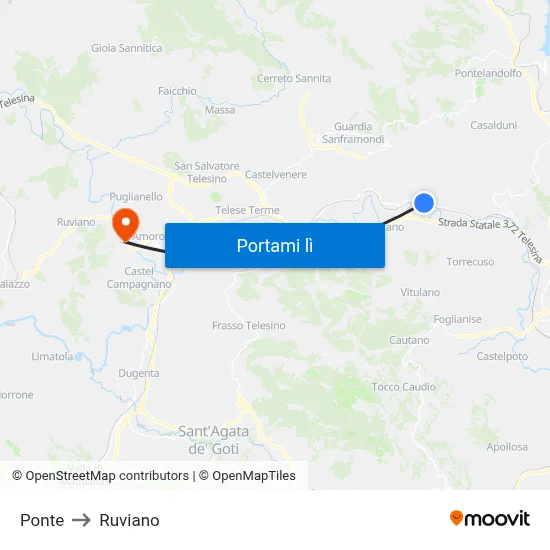 Ponte to Ruviano map
