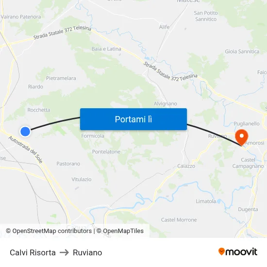 Calvi Risorta to Ruviano map