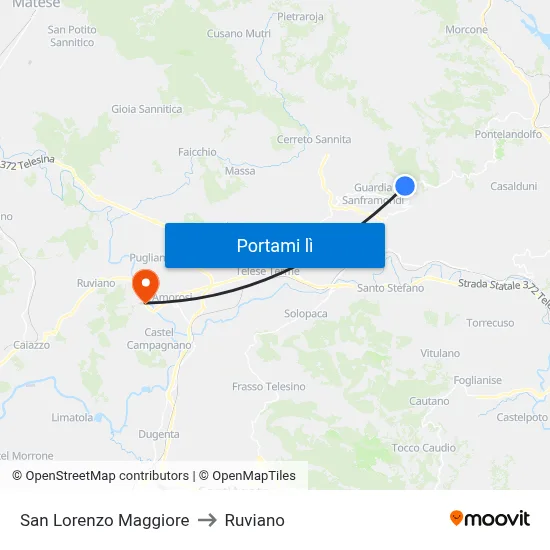 San Lorenzo Maggiore to Ruviano map