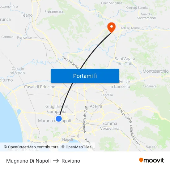 Mugnano Di Napoli to Ruviano map