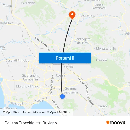 Pollena Trocchia to Ruviano map