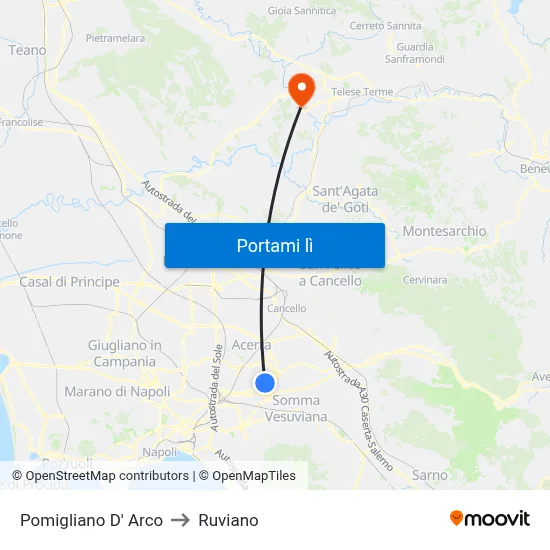 Pomigliano D' Arco to Ruviano map