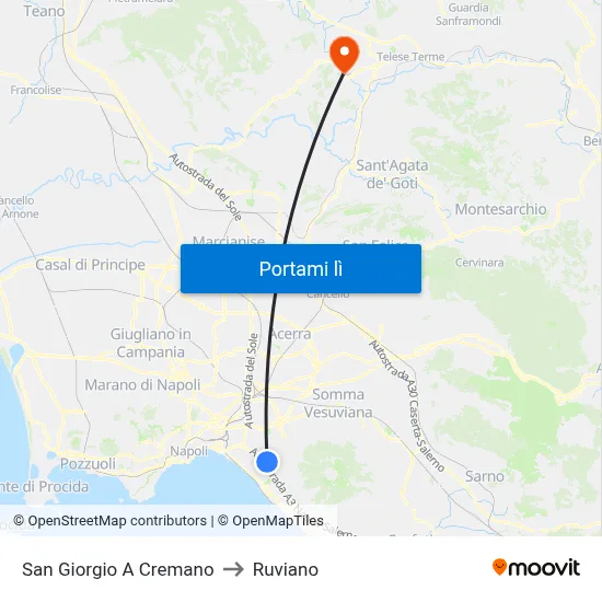 San Giorgio A Cremano to Ruviano map