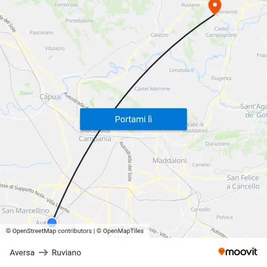 Aversa to Ruviano map