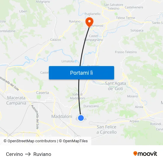 Cervino to Ruviano map