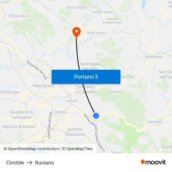 Cimitile to Ruviano map