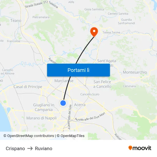Crispano to Ruviano map