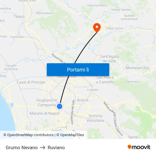 Grumo Nevano to Ruviano map