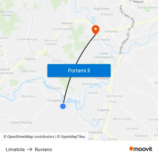 Limatola to Ruviano map