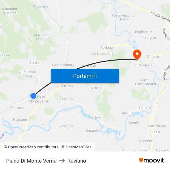 Piana Di Monte Verna to Ruviano map