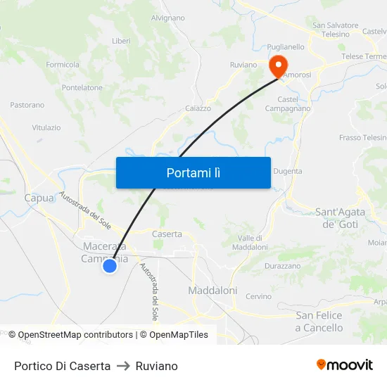 Portico Di Caserta to Ruviano map