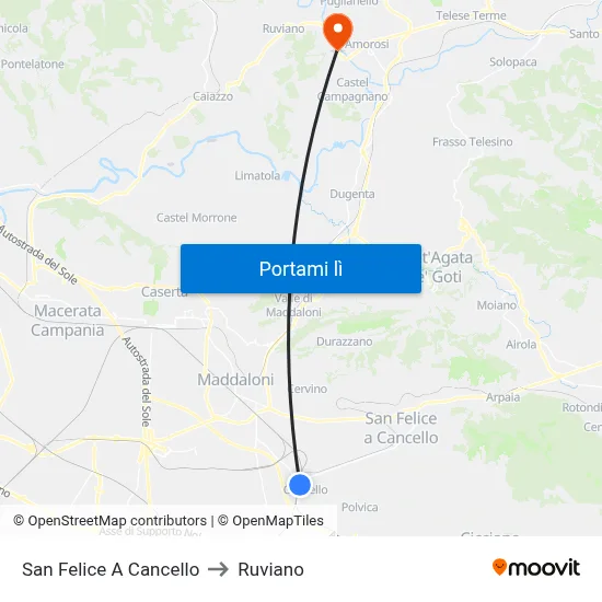 San Felice A Cancello to Ruviano map