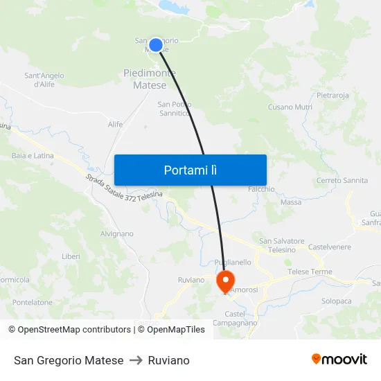 San Gregorio Matese to Ruviano map