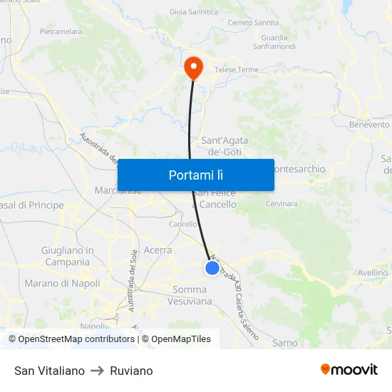 San Vitaliano to Ruviano map