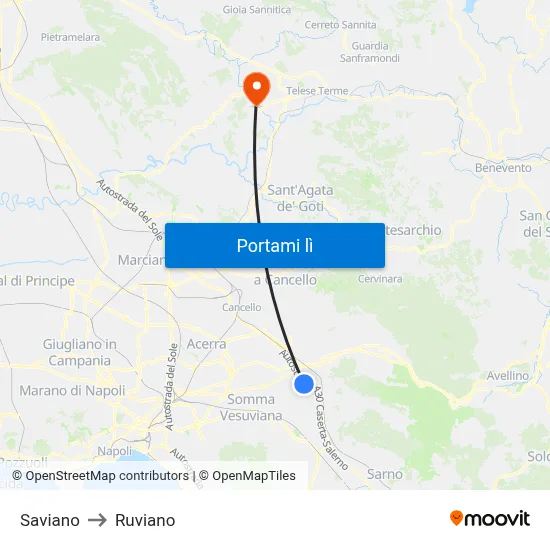 Saviano to Ruviano map