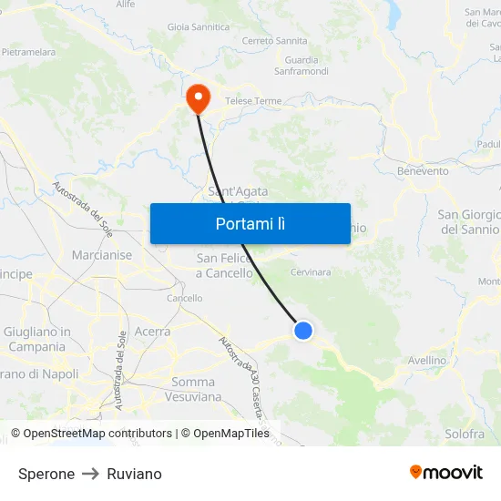 Sperone to Ruviano map