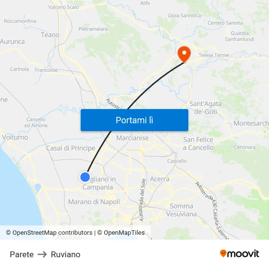 Parete to Ruviano map