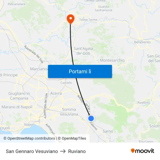 San Gennaro Vesuviano to Ruviano map
