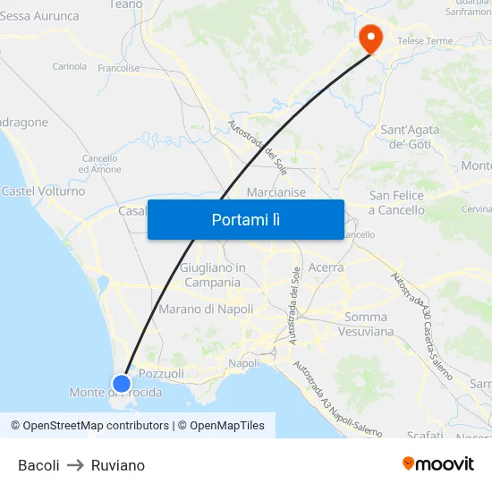 Bacoli to Ruviano map